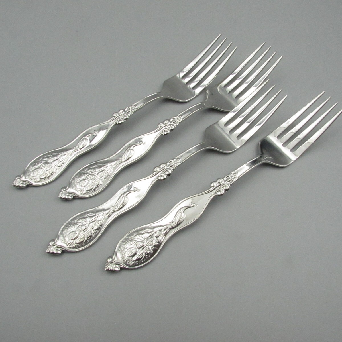 Wallace Stainless Peacock Salad Forks - Set of Four - New