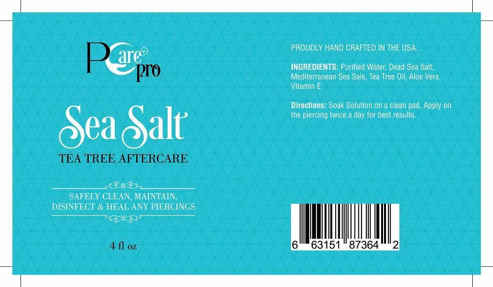 Pcare Pro Piercing Aftercare 4 oz Sea Salt Tea Tree Solution