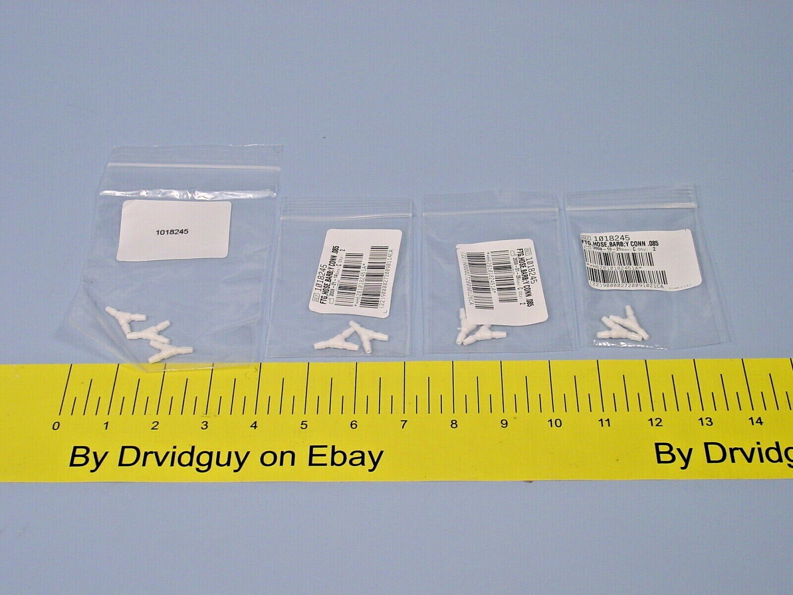 Lot of 9 Genuine Beckman Coulter 1018245 FTG, Hose, Barb; Y Conn .085