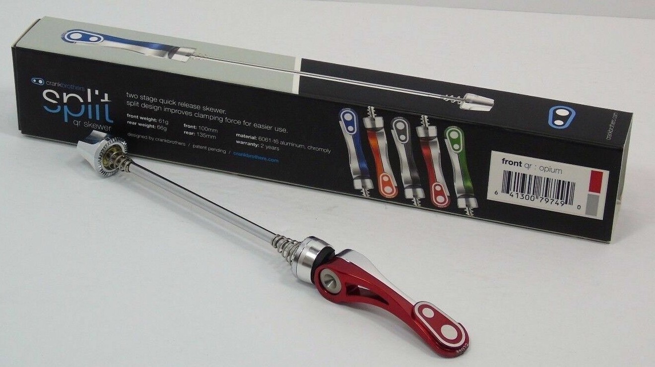 *No Import Fees* Nos Crankbrothers Split Quick Release Skewer, Front, Red,New
