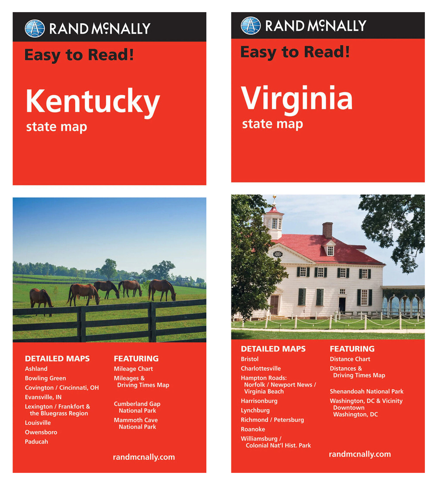 Rand McNally State Maps: Kentucky and Virginia (2 Maps)