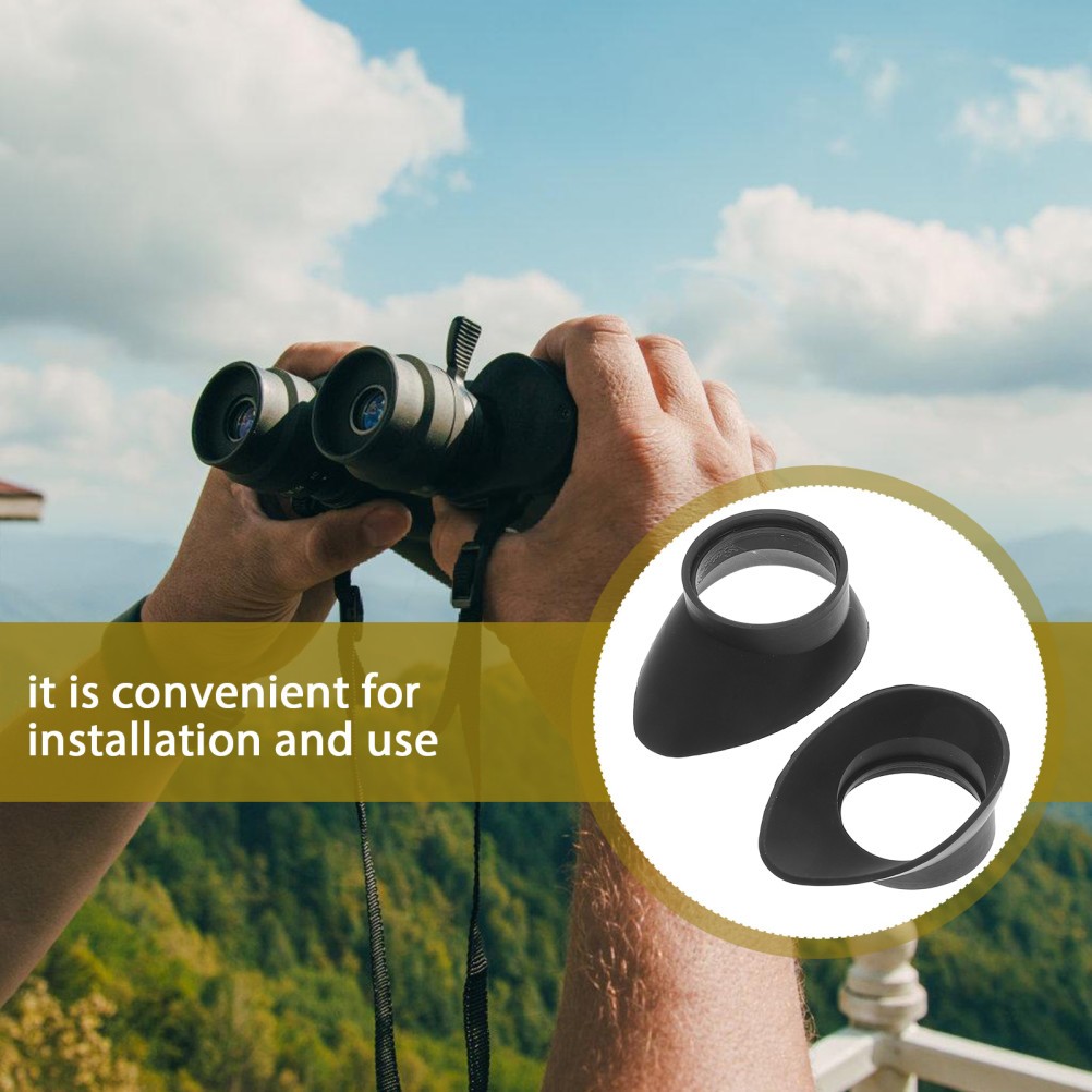 2Pcs Black Rubber Microscope Eyepiece Covers Durable Caps for Binoculars