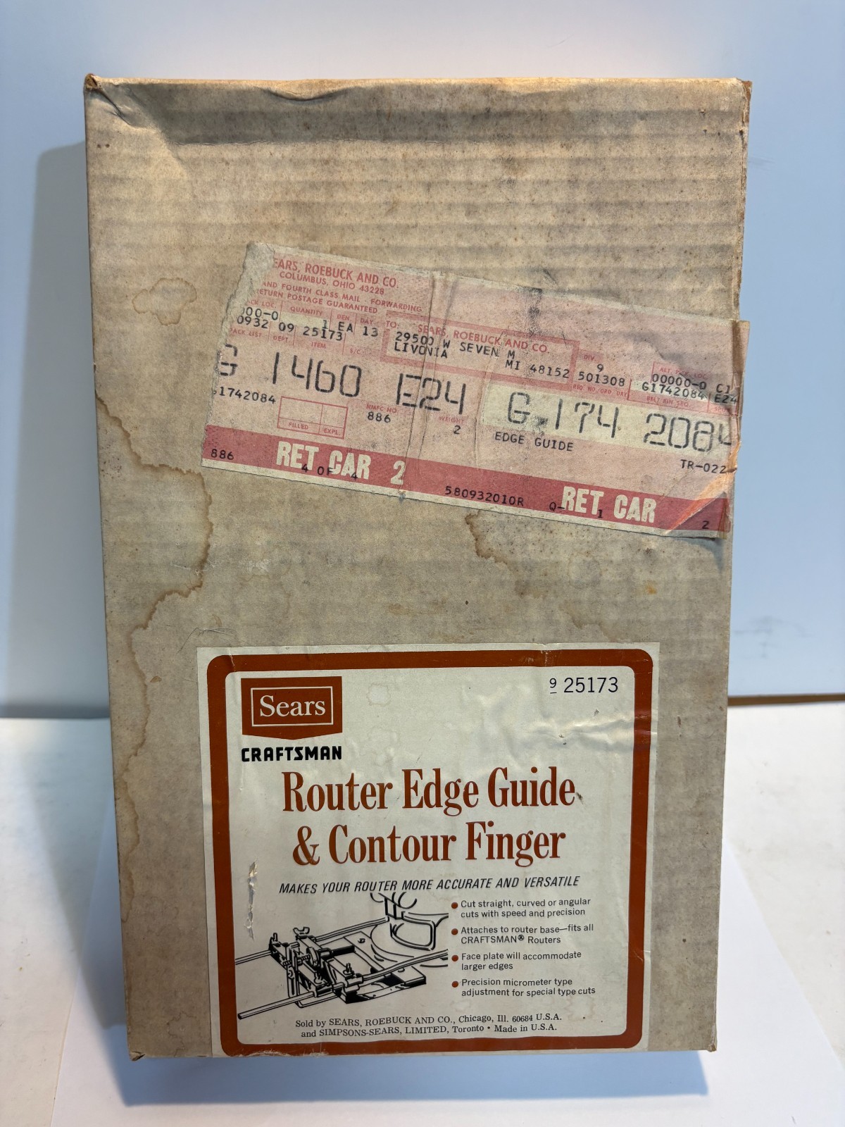 VTG Sears Craftsman Router Edge Guide & Contour Finger 9 25173 Original Box