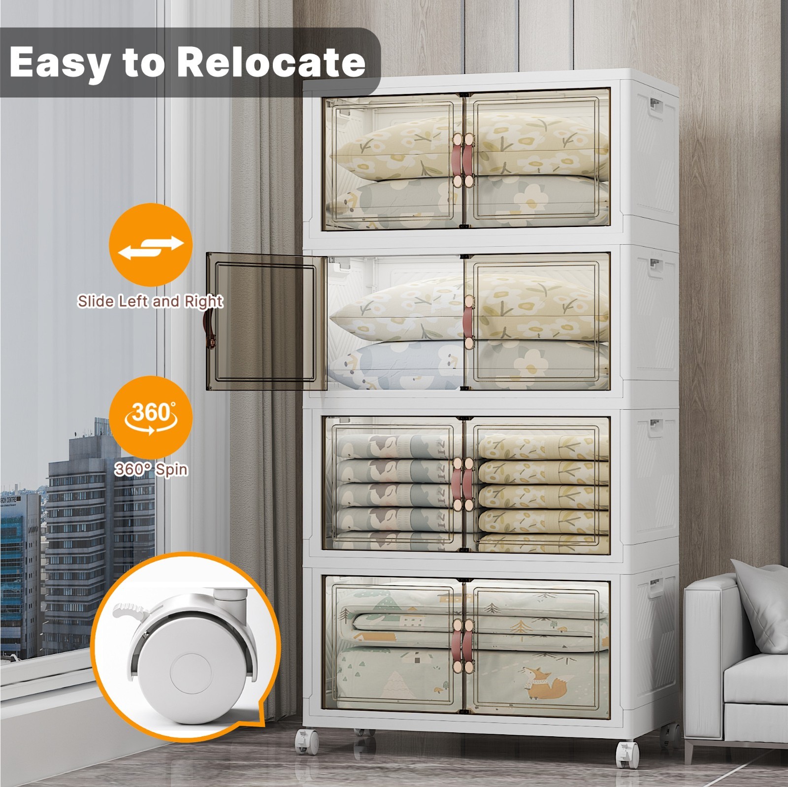 UAMFURI Extra Large Stackable Storage Bins with Lids & Wheels & Door, 640QT