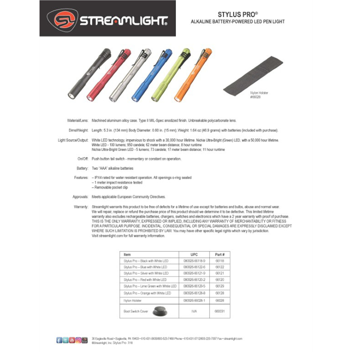 Streamlight 95045 Stylus Pro Color Display (Assorted Colors)