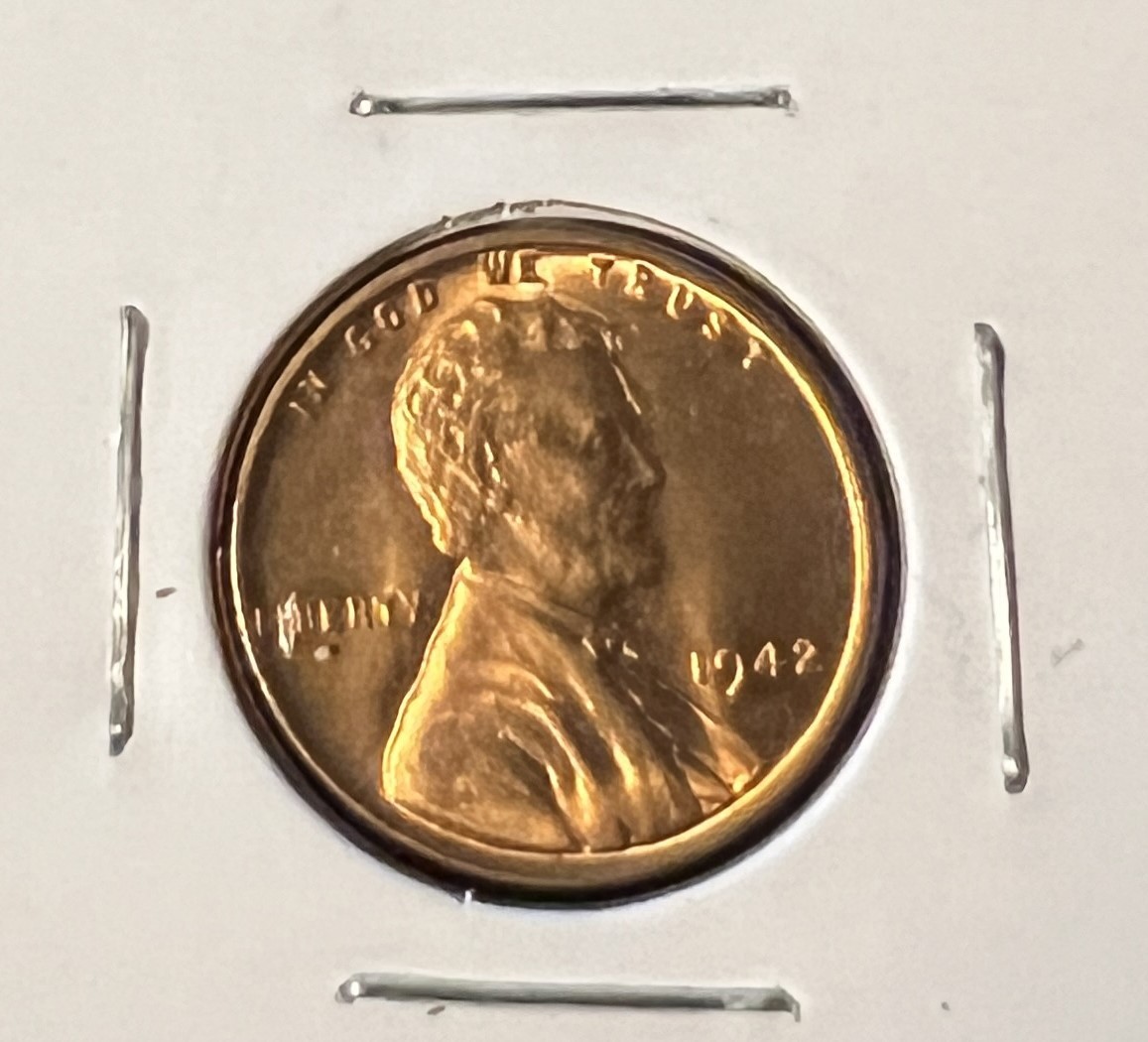 1942 LINCOLN WHEAT CENT UNCIRCULATED++++ RED PATINA  ACTUAL COIN  #9127