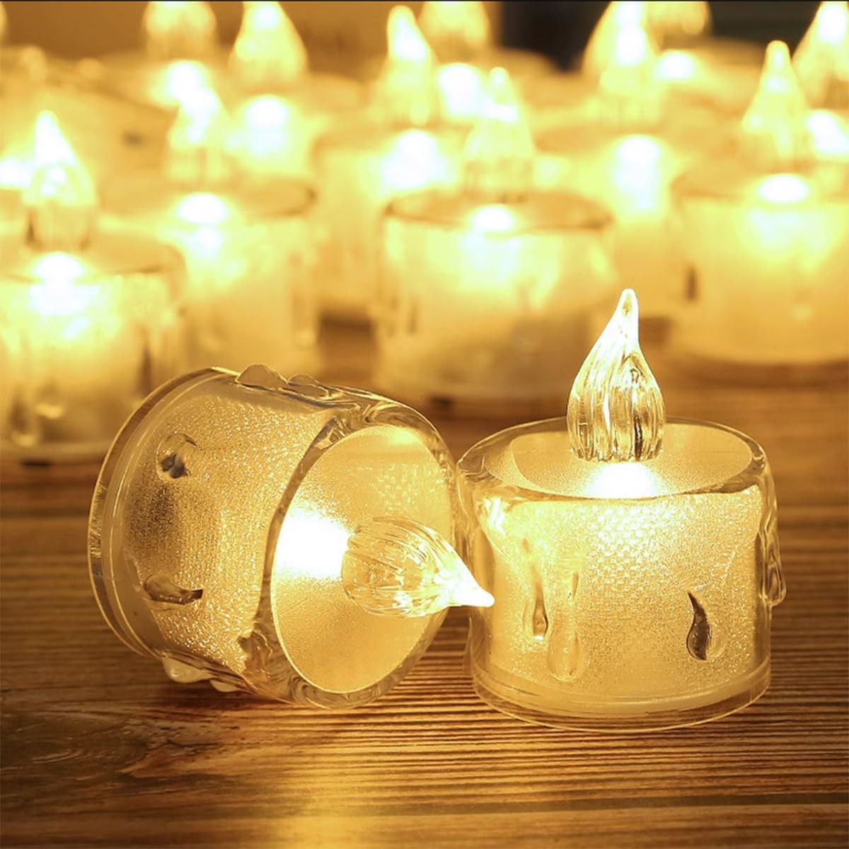SupBri 12 Pack Flameless Tea Lights Candles Battery Operated, Small, Gold