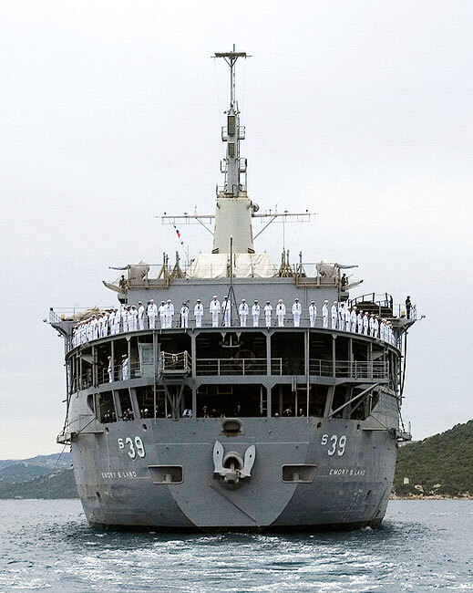 USS EMORY S. LAND AS-39 DEPARTS ITALY US NAVY 8x10 GLOSSY PHOTO PRINT