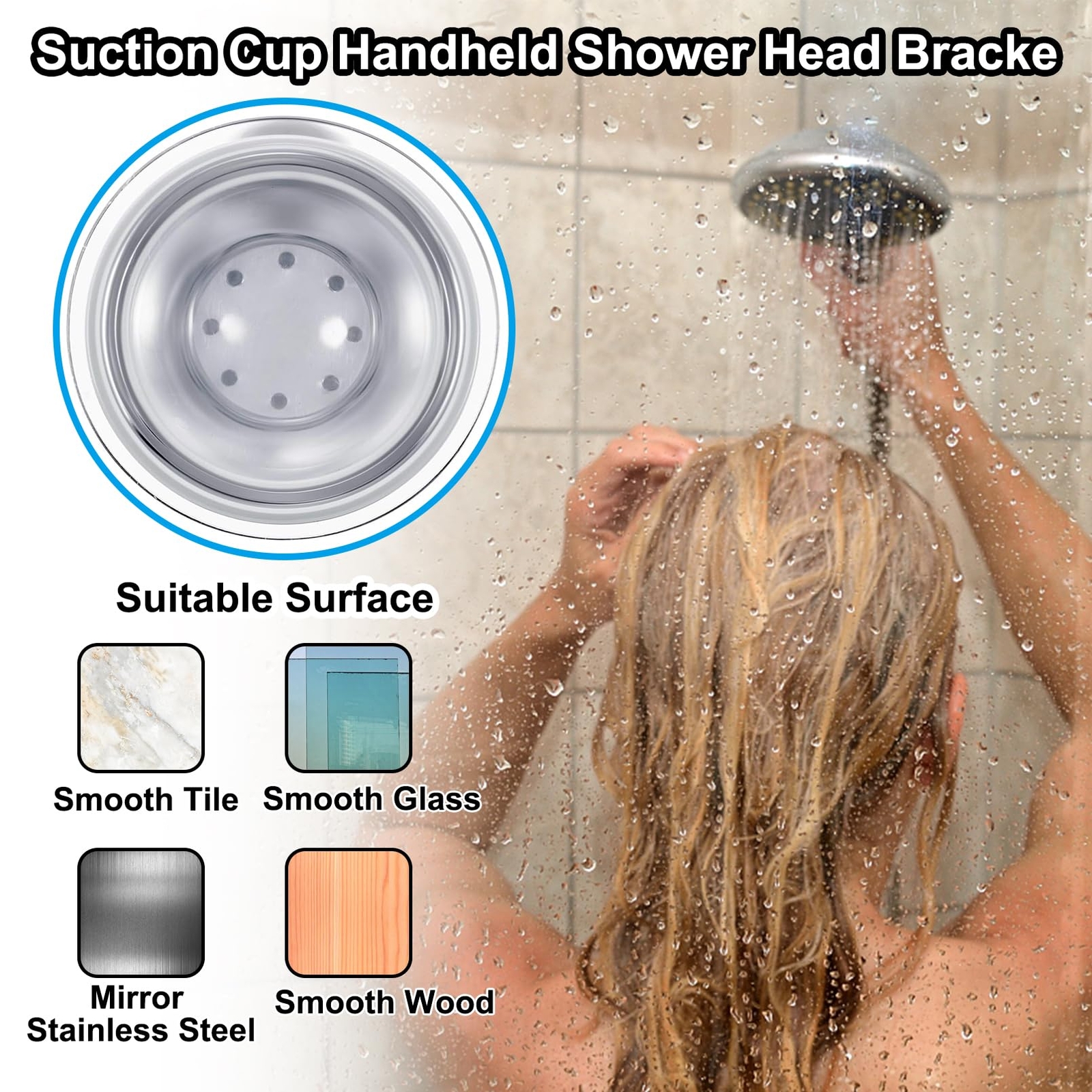 Strong Self-Adhesive Shower Head Holder Adjustable Wall Mount Shower Bracketd