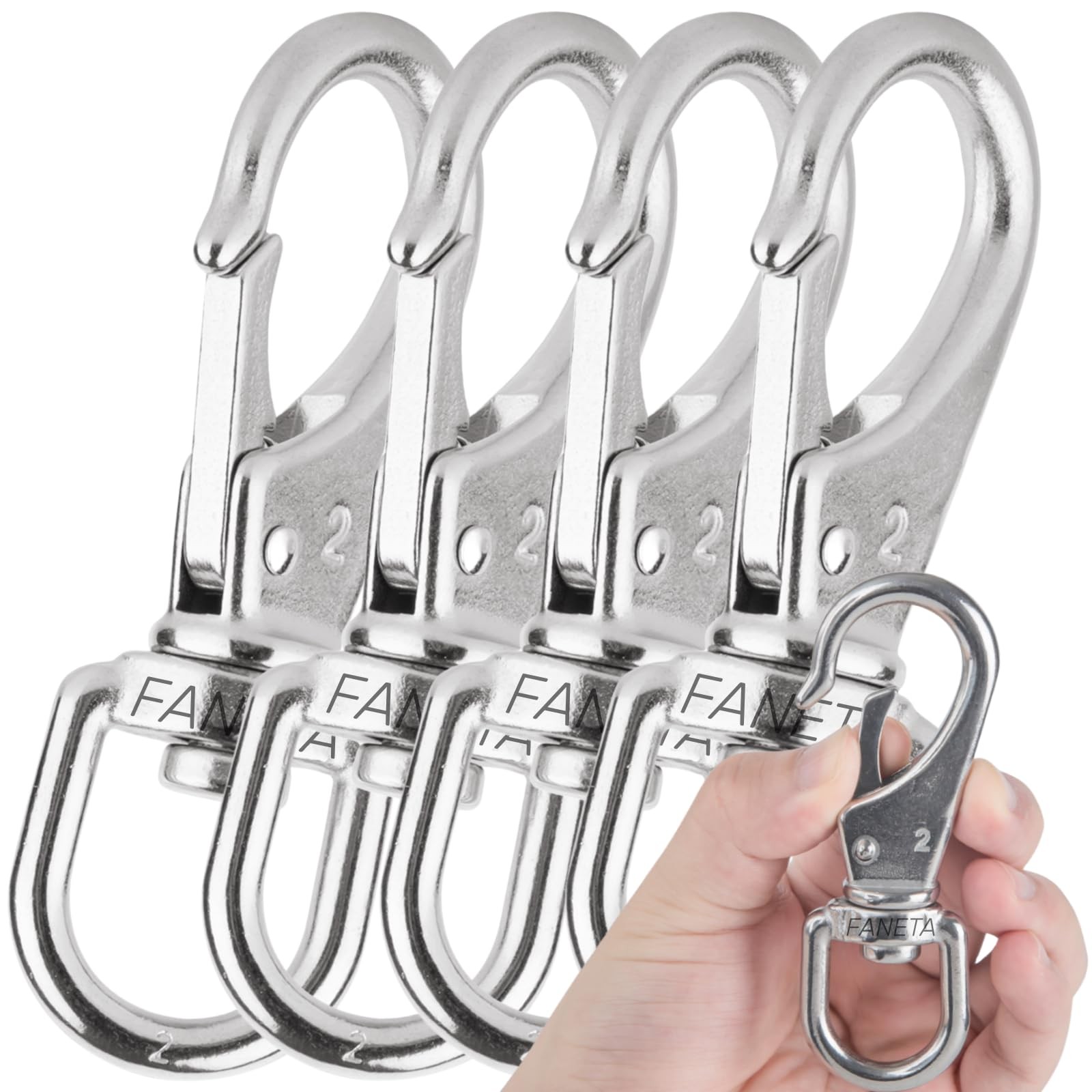 Stainless Steel Swivel Eye Snap Hooks, Flag Pole Clips, Marine Grade Scuba Di...