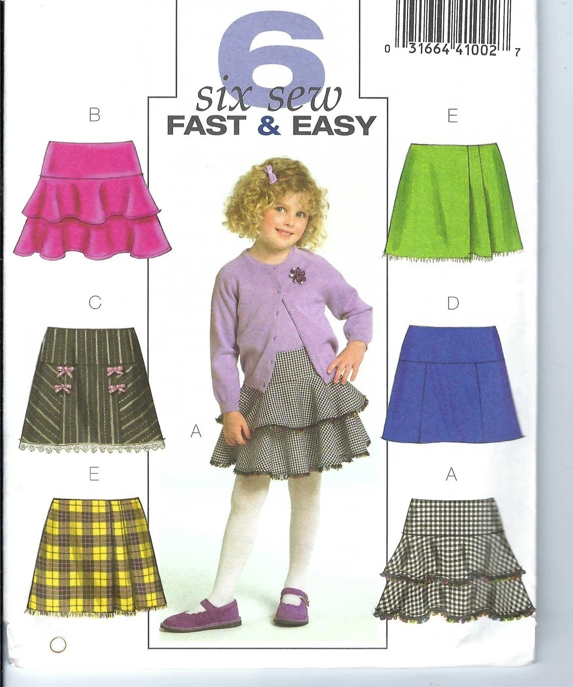 Butterick B4843 Girls Skirt Sewing Pattern Size 6-8 Fast & Easy