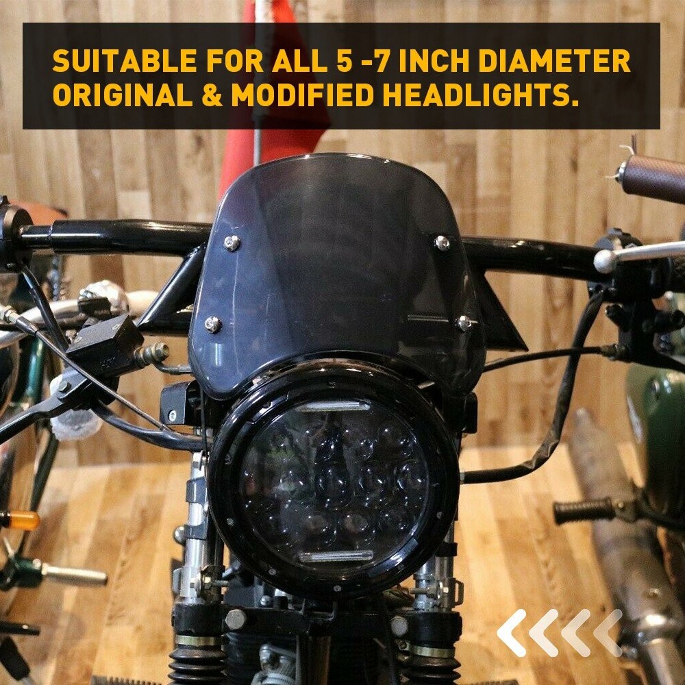 5"-7" Round Headlight Motorcycle Black Windshield WindScreen Universal For Honda