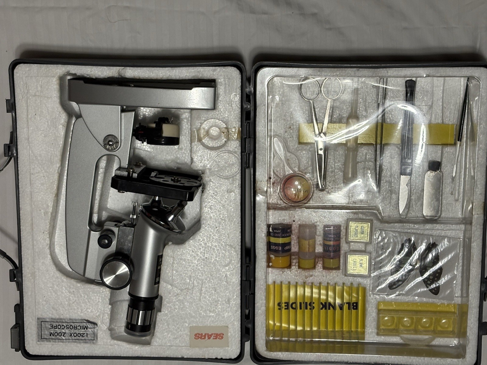 Vintage Sears Zoom Microscope Set 50-1200 Power Complete Set with Original Box!