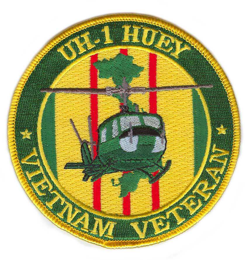 ARMY VIETNAM VETERAN UH-1 HUEY HELICOPTER 4" EMBROIDERED MILITARY PATCH