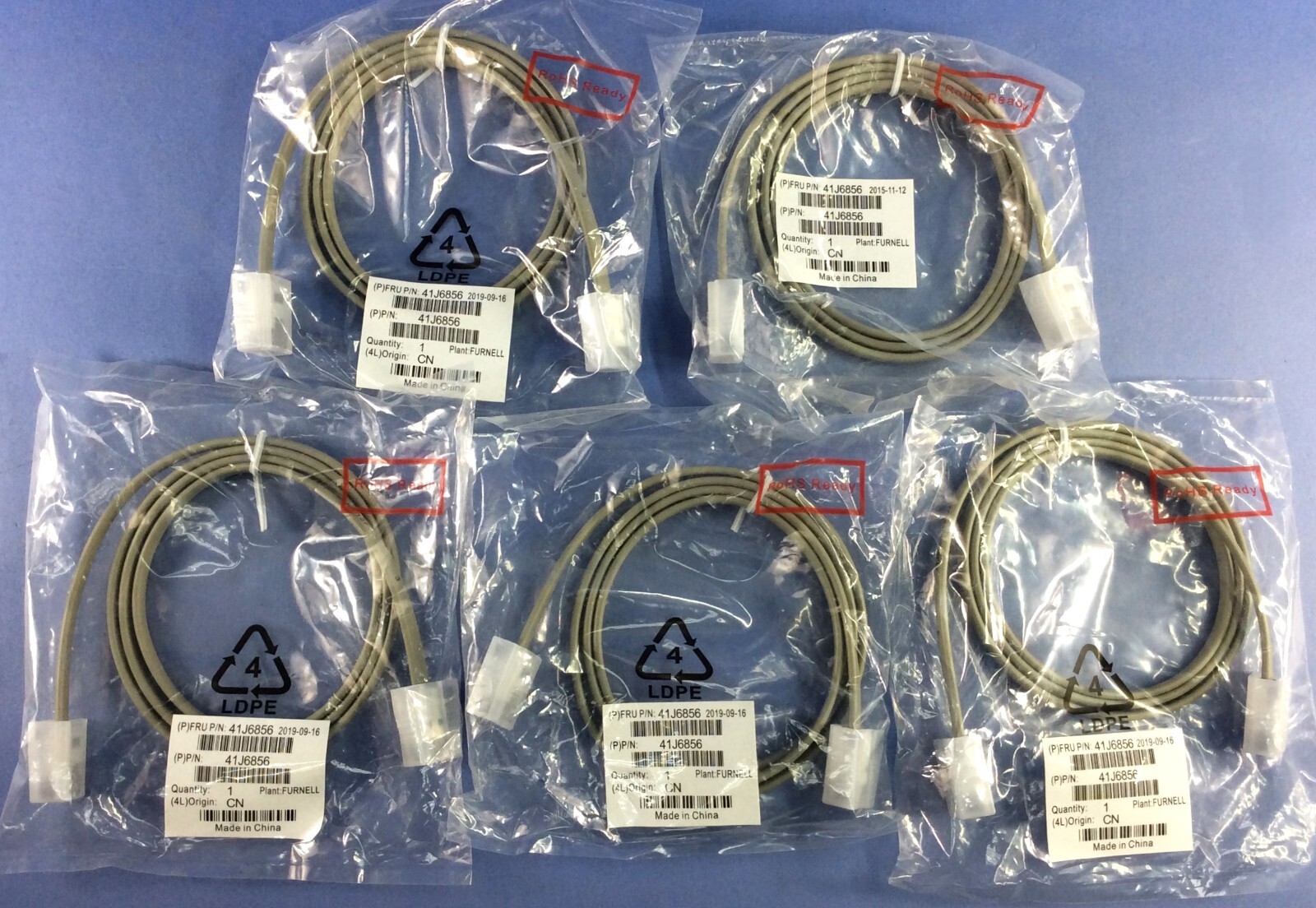 Lot of 5 - IBM SurePOS Integrated Cash Drawer Cable, 1M FRU P/N: 41J6856 - NEW