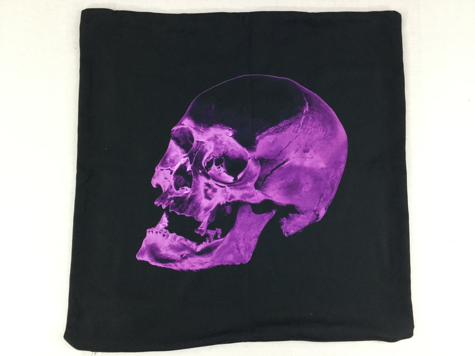 Halloween Skull Pillow Sham Euro 26x26 Black Purple Goth Polyester Twill USA New