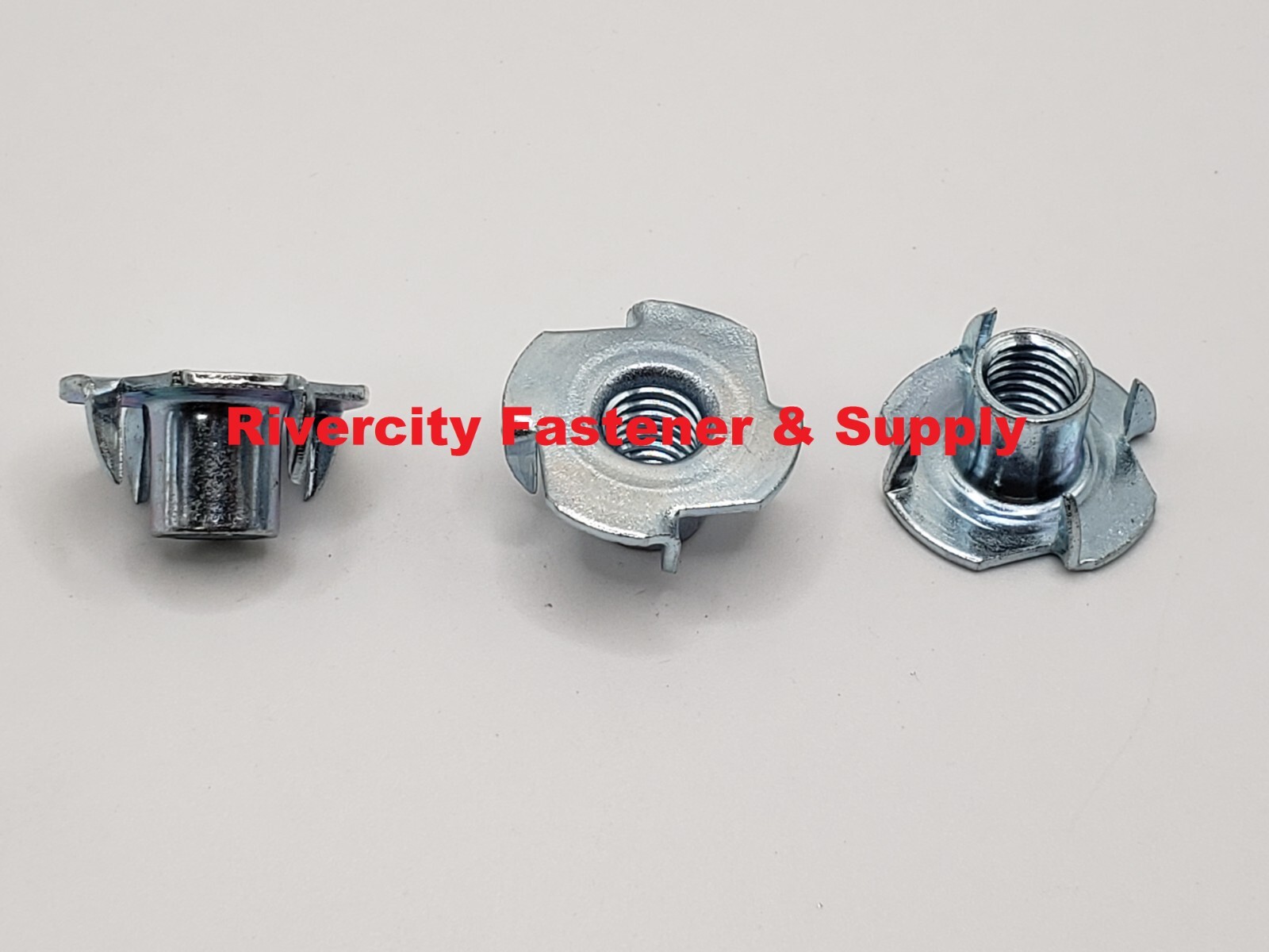 (5) M6-1.0 T-Nuts Zinc Plated Steel M6x1.0 Metric wood 4 prong T Nut 6mm Nut