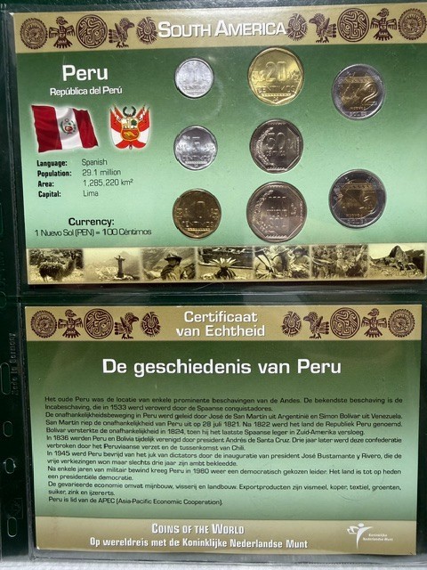Littleton World Coin Set - Peru 8 coins with card