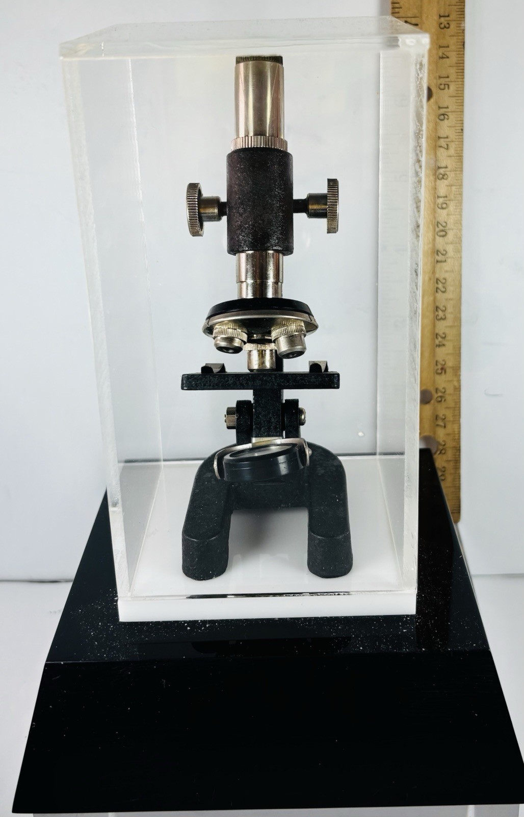 MICROSCOPE/ MINI Trophy /AWARD Encased In Lucite/BLACK BASE/ VINTAGE/ EUC