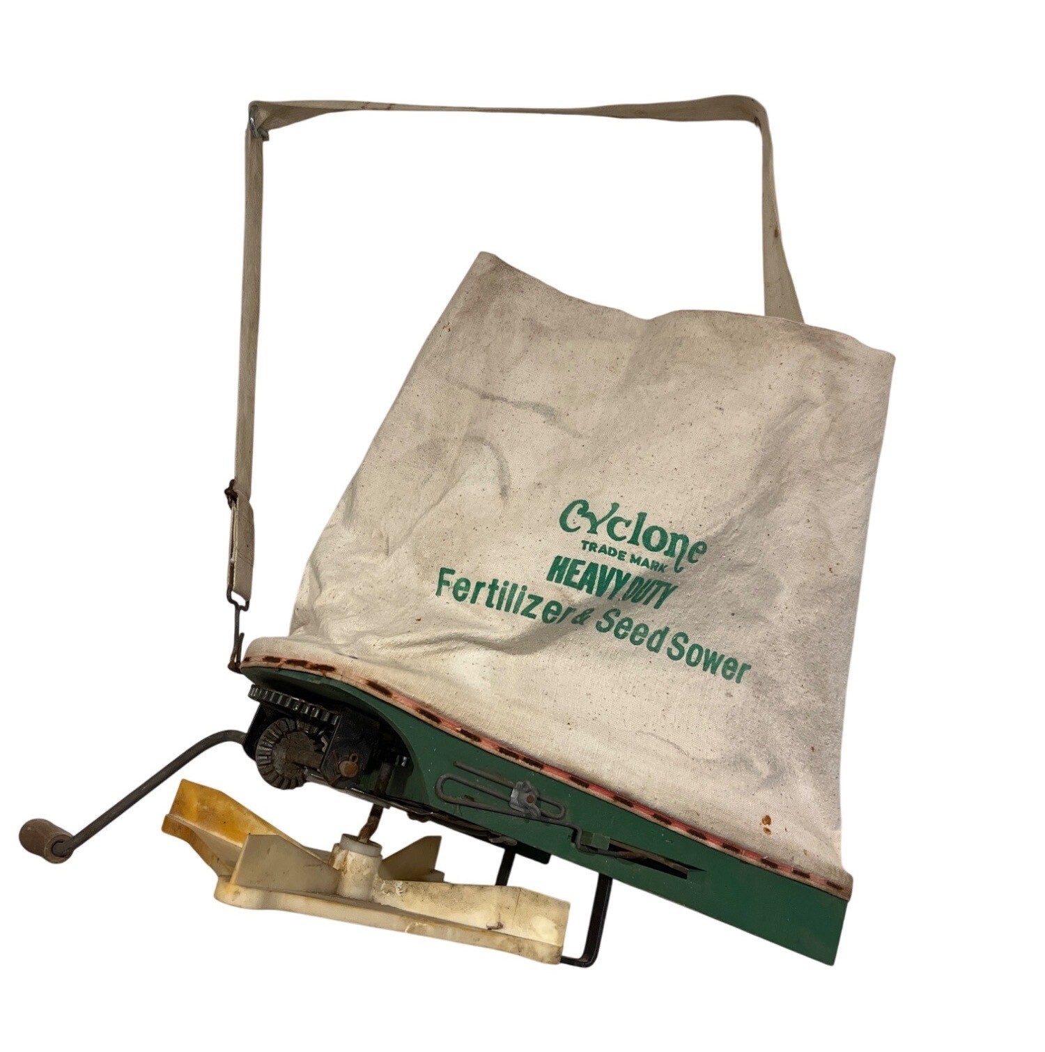 Vintage Cyclone Heavy Duty Fertilizer & Seed Sower With Adjustable Canvas Strap
