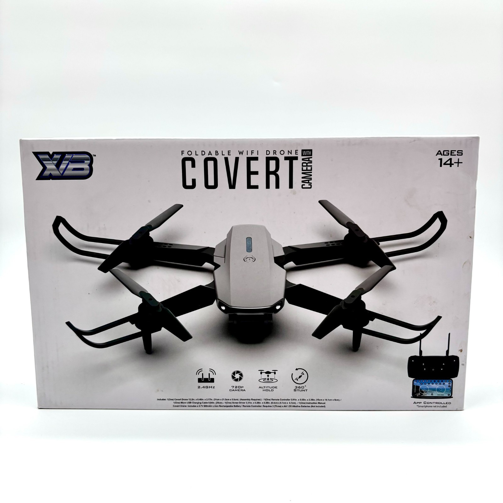 XVB Covert Foldable WiFi Drone With 720p Camera Silver Black Model ET-0784