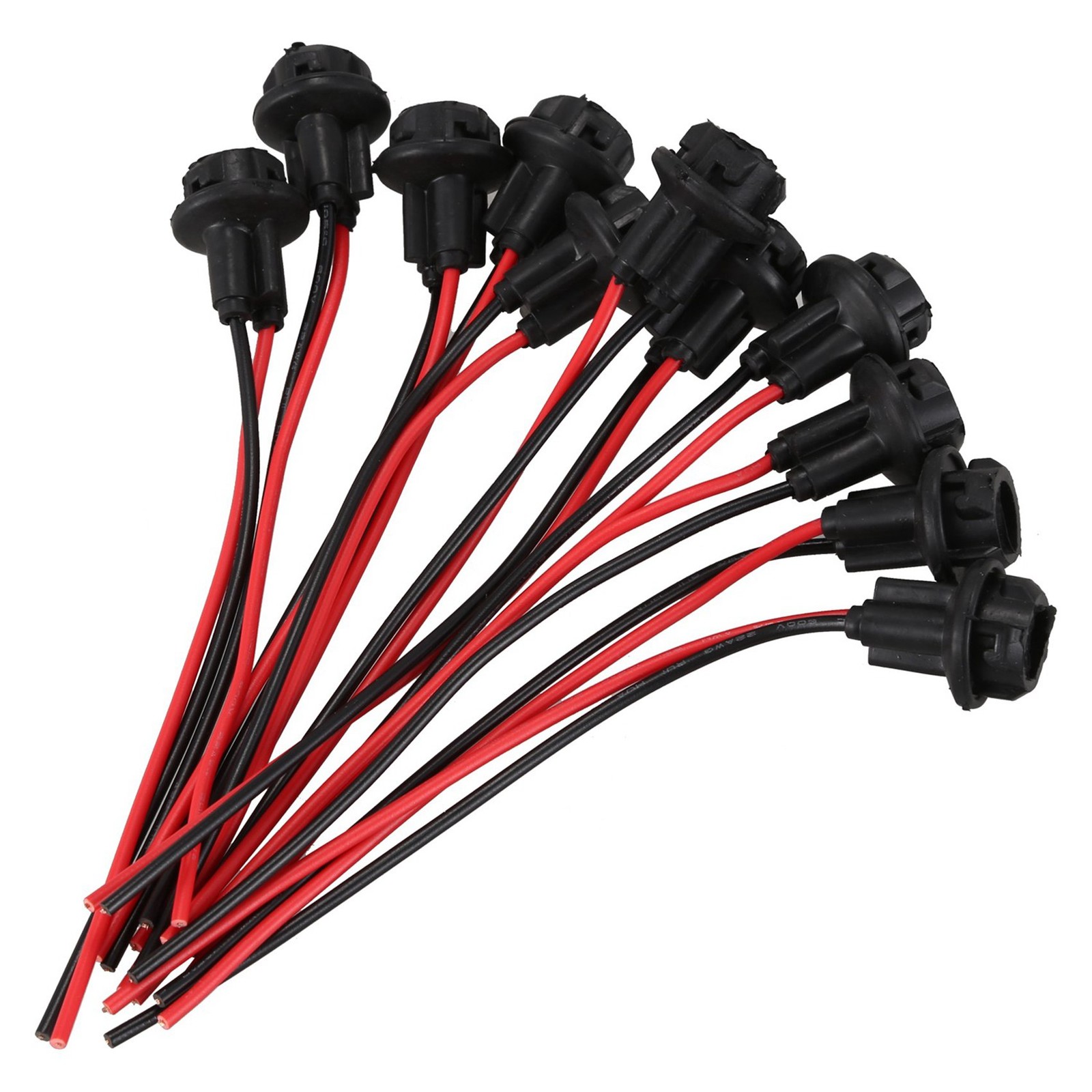 40X T10 W5W 168 194 Lamp Holder Socket Glass Base Lamp Socket DIY, Black A4T3