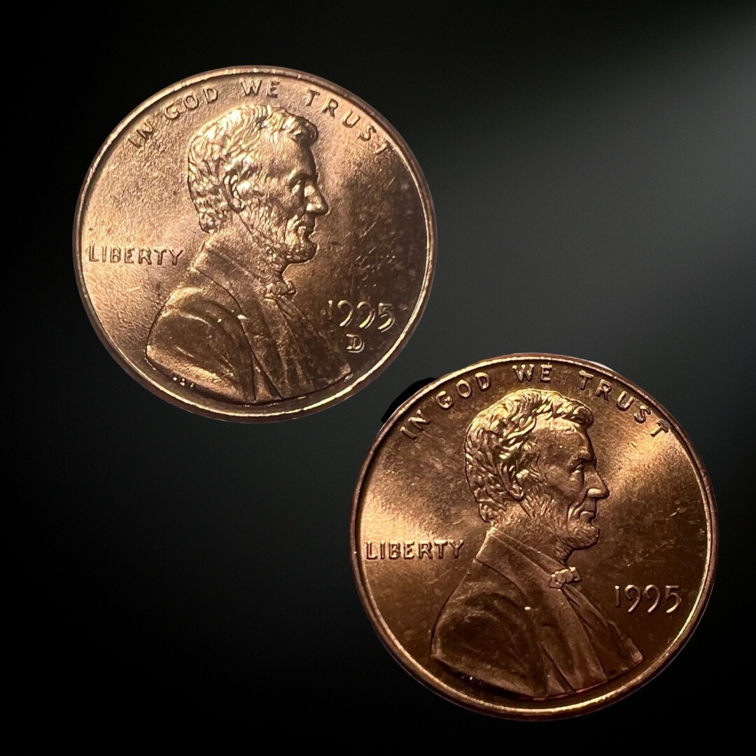 1995 P D Lincoln Memorial Cent BU RED 2 Coin Set Brilliant Uncirculated