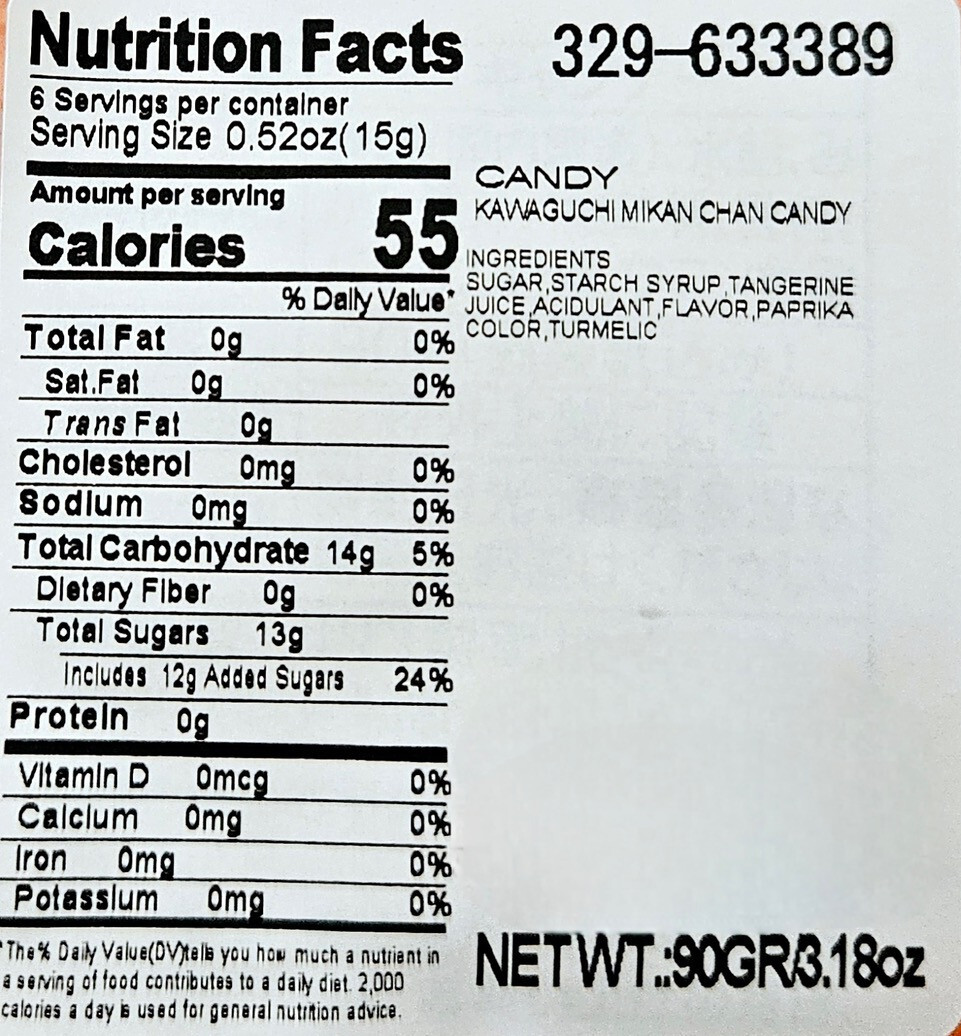 Japanese Kawaguchi Fruit Hard Candies - Mikan Chan (Mandarin Flavor) - 100g