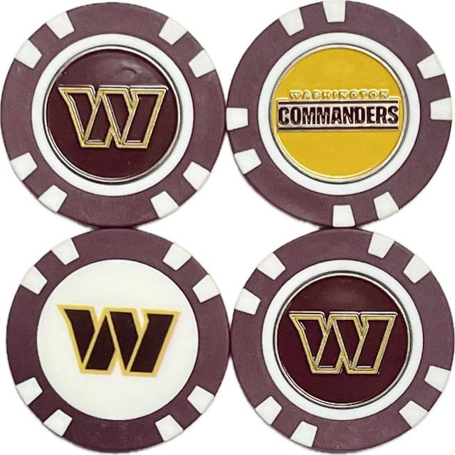 NFL Washington Commanders Golf Poker Chips with Double-Sided Ball Markers (4pk)