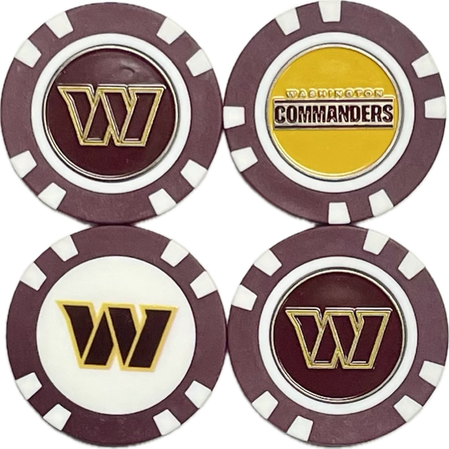 NFL Washington Commanders Golf Poker Chips with Double-Sided Ball Markers (4pk)
