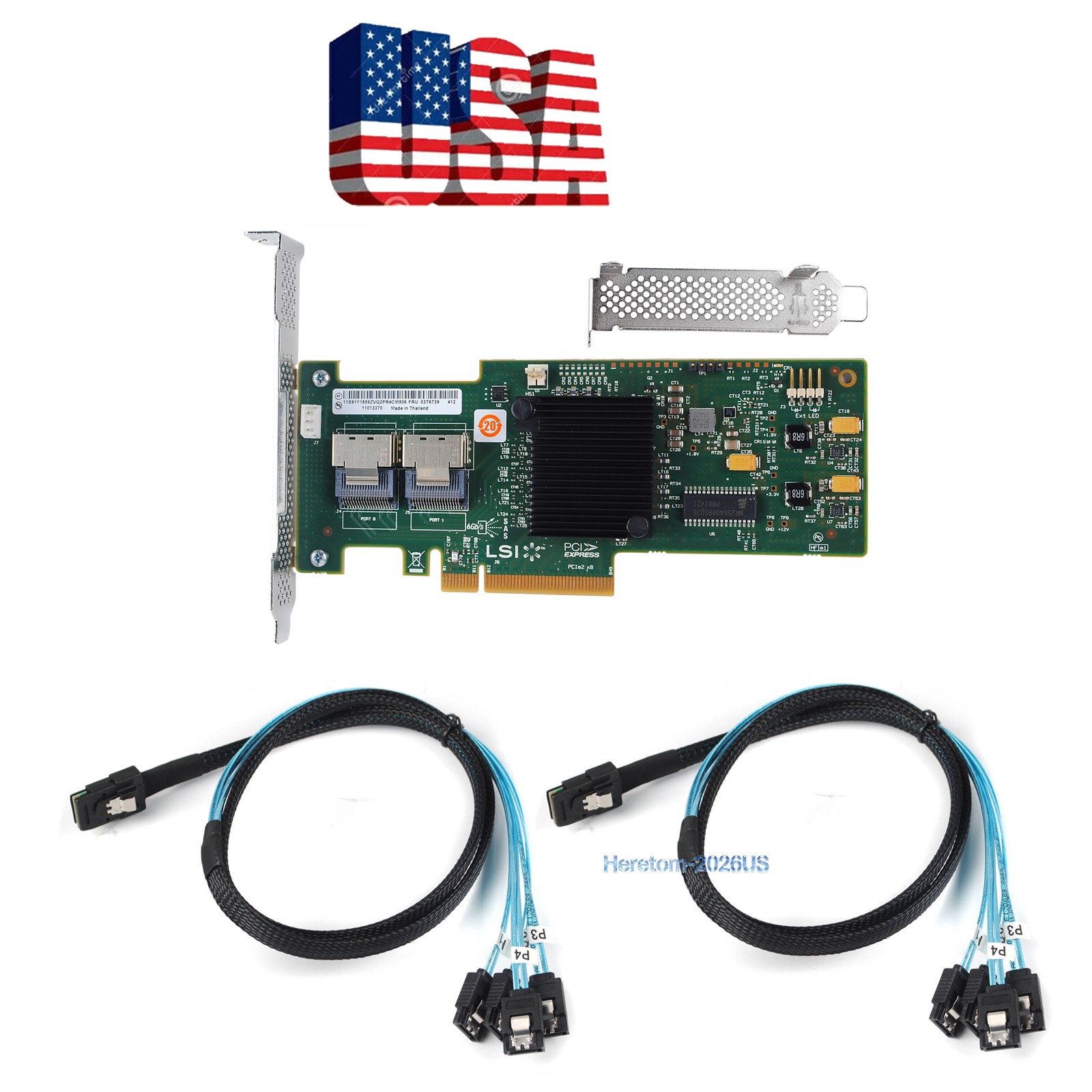 For LSI 9240-8i  SAS SATA 8-port IT mode  RAID Controller Card + 8087 SATA Cable