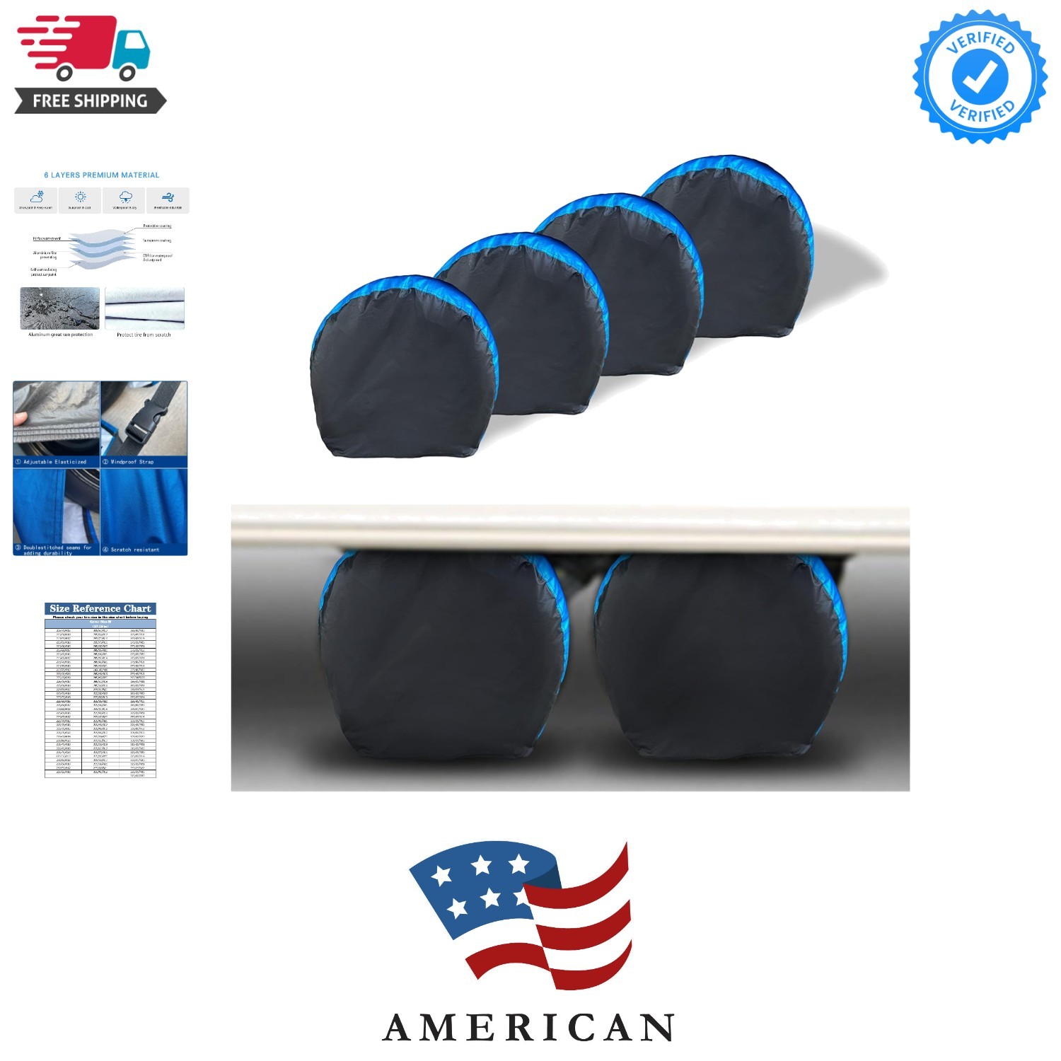 Tire Covers 4 Pack,Waterproof Anti-UV Snow Sun Rain Tire Covers for RV,Truck,...