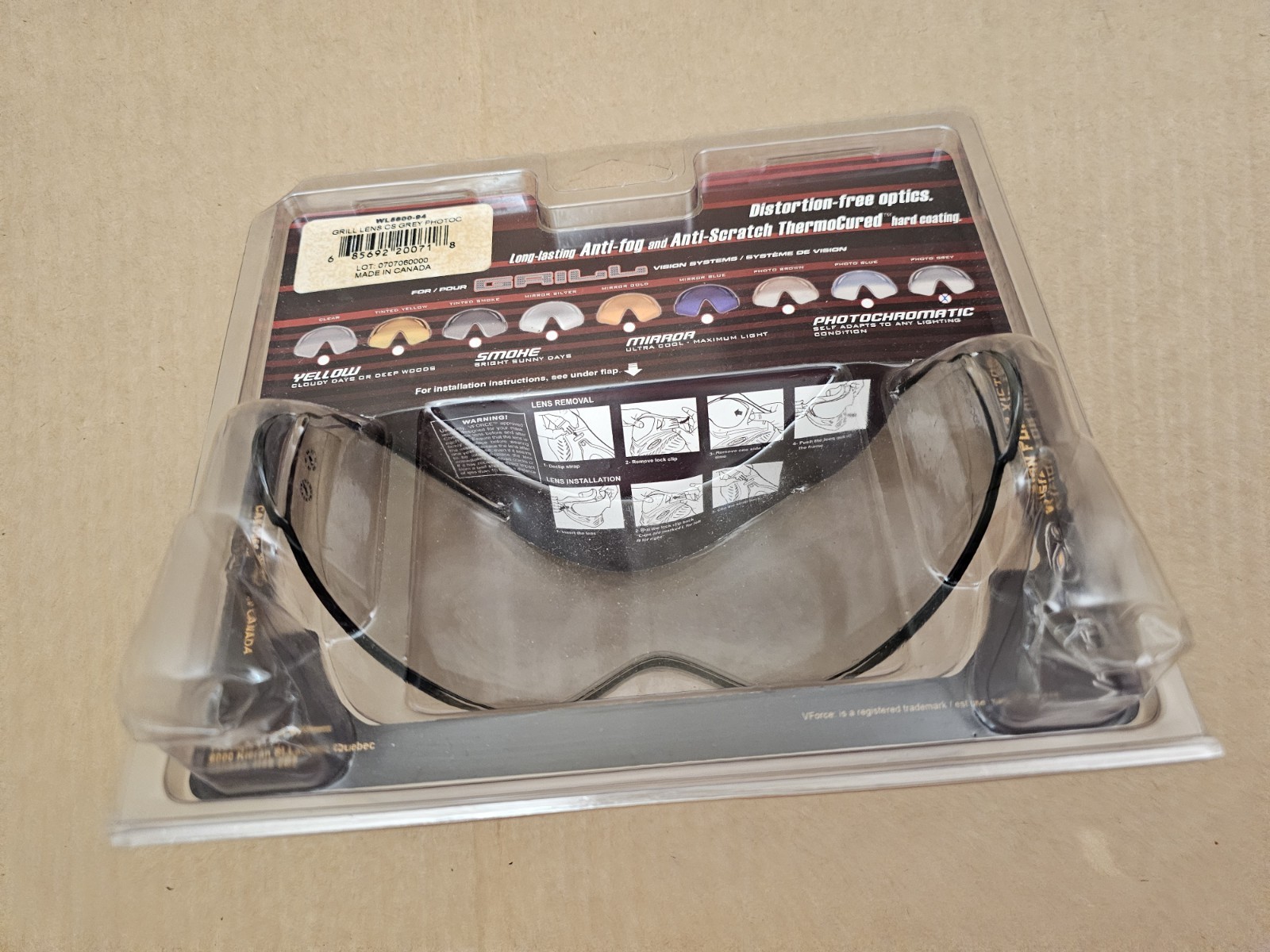 V-FORCE GRILL PAINTBALL GOGGLE - BLACK W/ Gray LENS Size 2