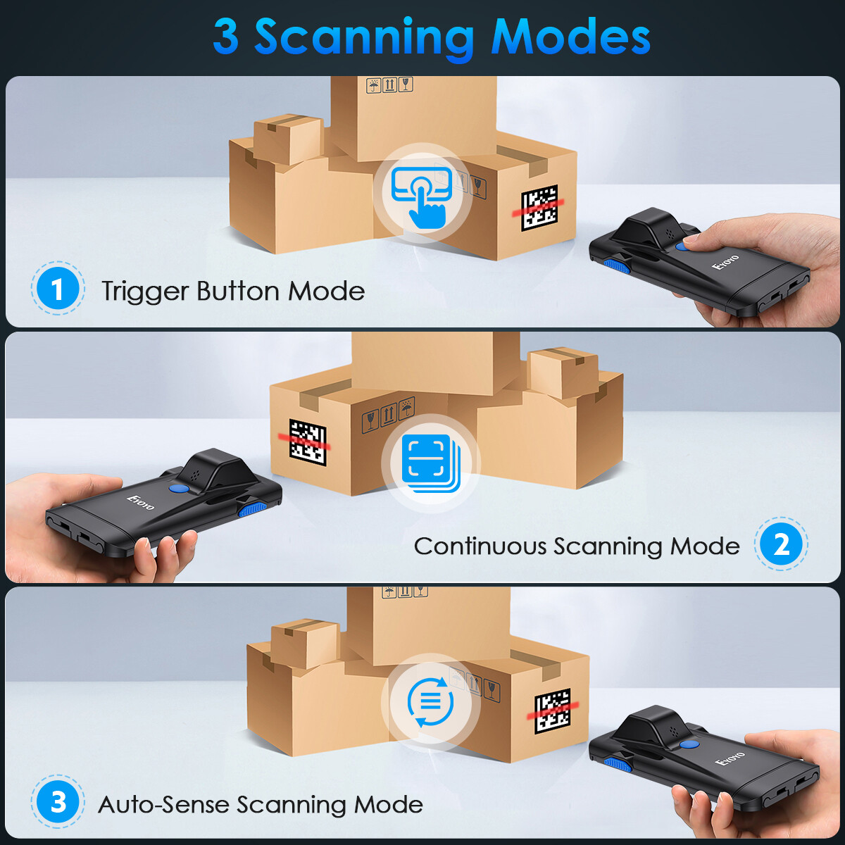 Eyoyo Wireless 2D QR Code Barcode Scanner Phone Back Clip Scanner for PC Phone