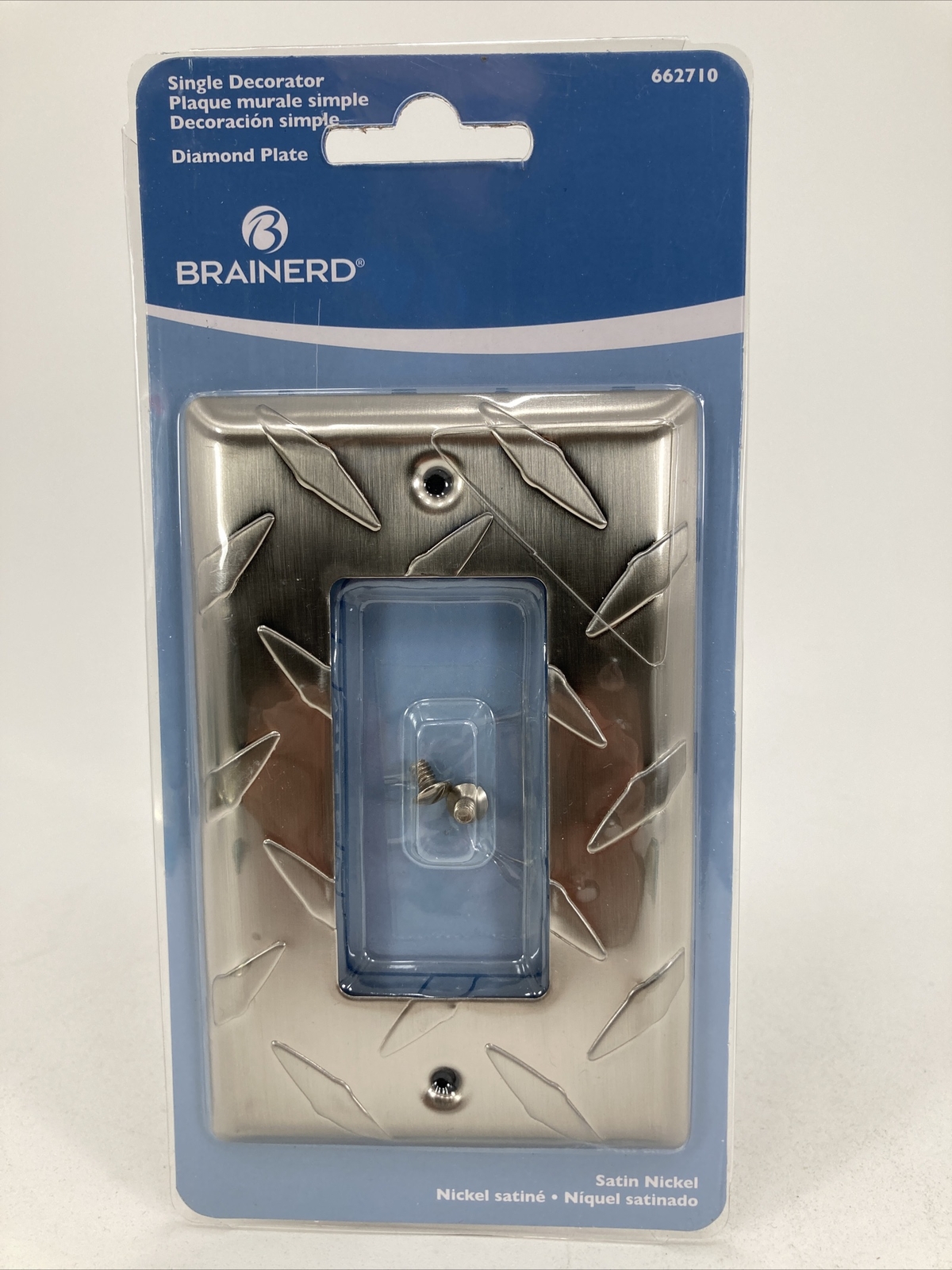 BRAINERD Single Decorator Wall Plate Diamond Plate Satin Nickel # 662710