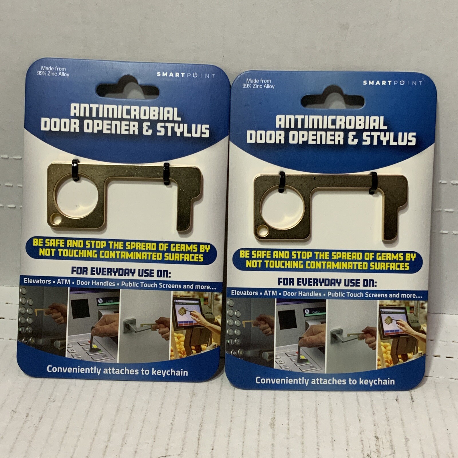 📀 Door Opener and Stylus AntiMicrobial for Key Chain - Gold (Lot Of 2)