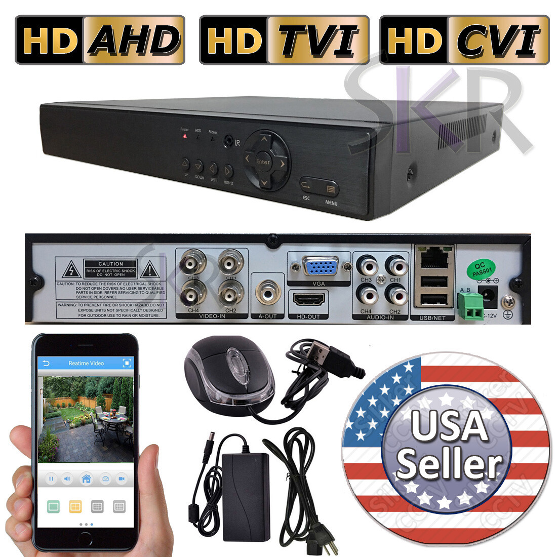 Sikker Standalone 4 Channel Full 960H 1080P DVR BNC Video Security Camera System