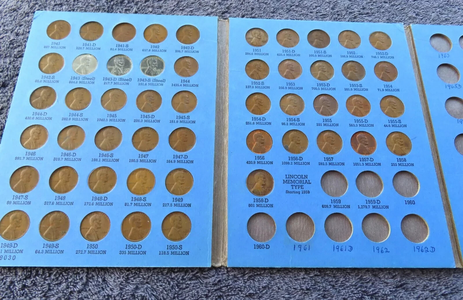 Complete Lincoln Wheat Cent Collection In Folder 1941 - 1958 P D S Set