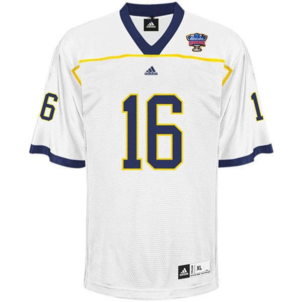 Michigan Wolverines NCAA Men's #16 Official Away White Football Replica Jersey