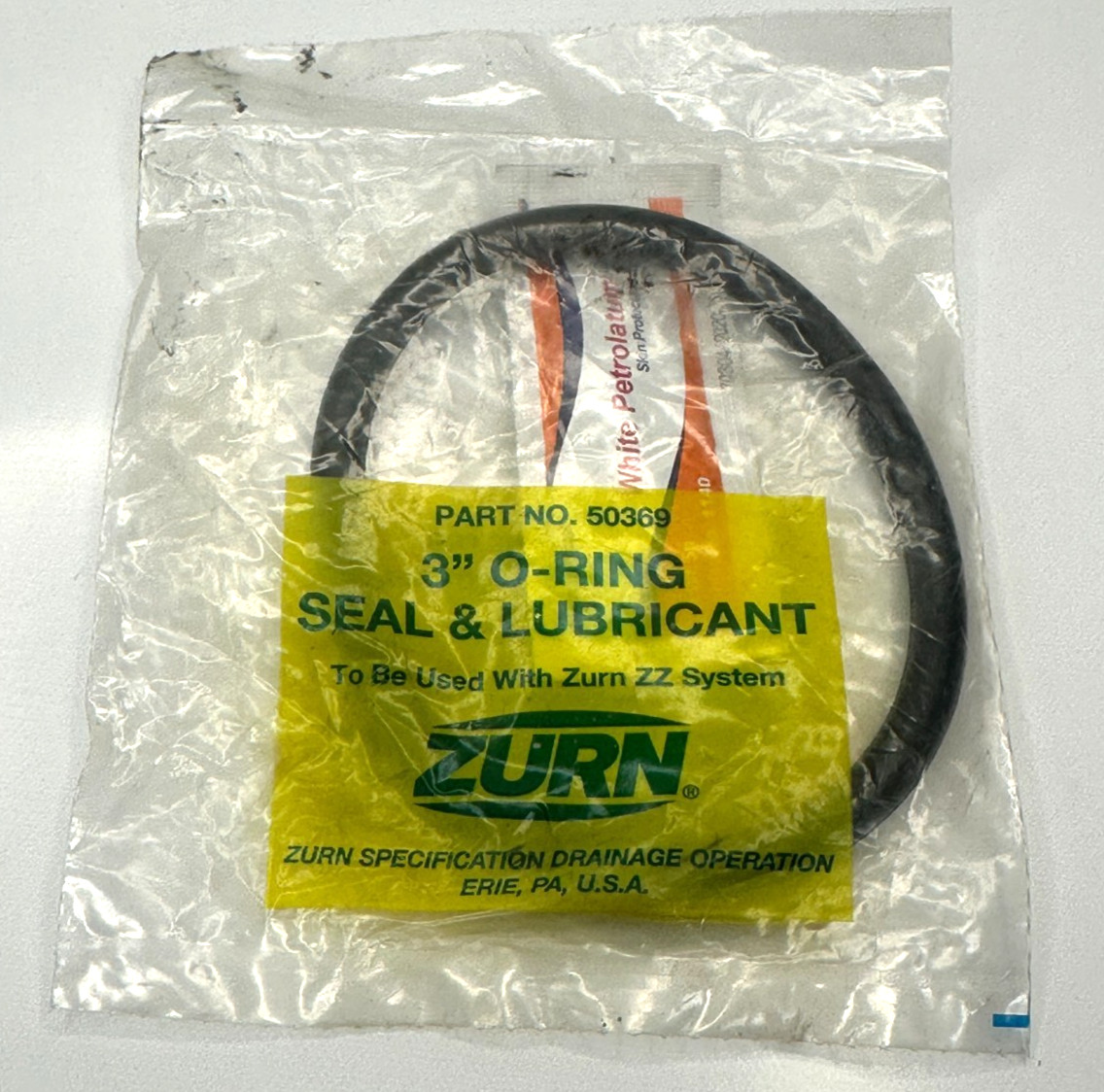 Zurn 50369 3" O Ring Seal & Lubricant for Zurn ZZ System - New Fast Ship