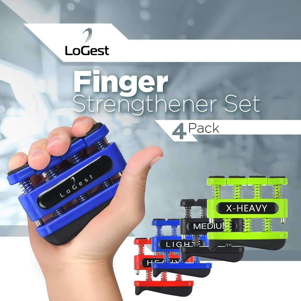 4 Pack Finger Strengthener Exerciser Light, Medium, Heavy, Extra Heavy Tension