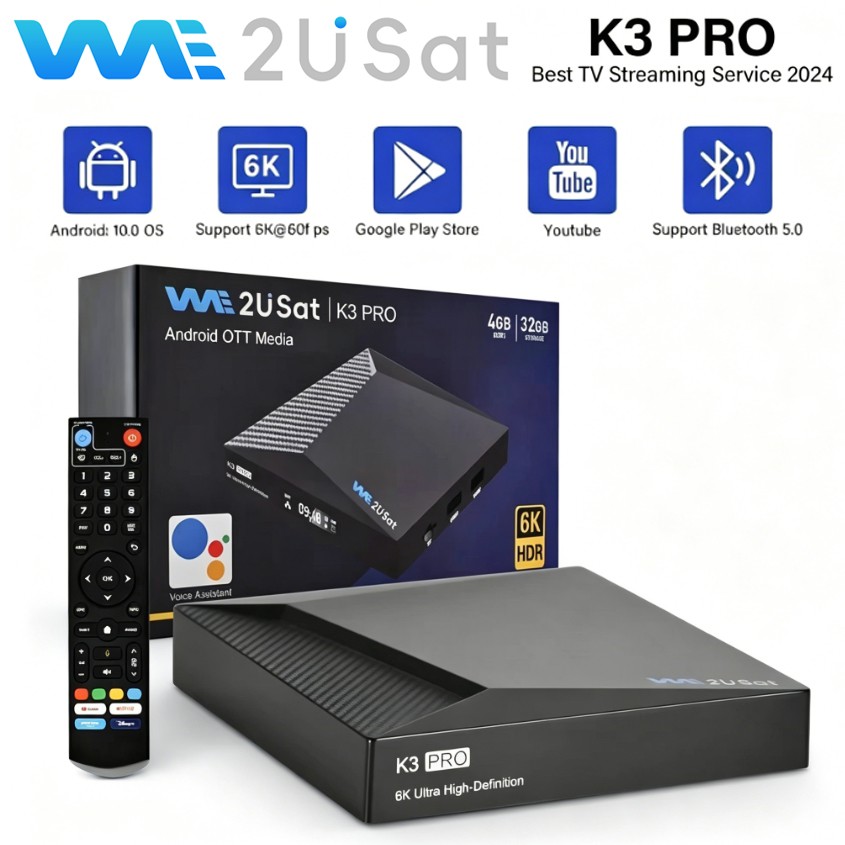 WE2USAT K3 PRO 6K Ultra HD Android 10.0 IPTV Box Dual WiFi V See Box V6 PLUS