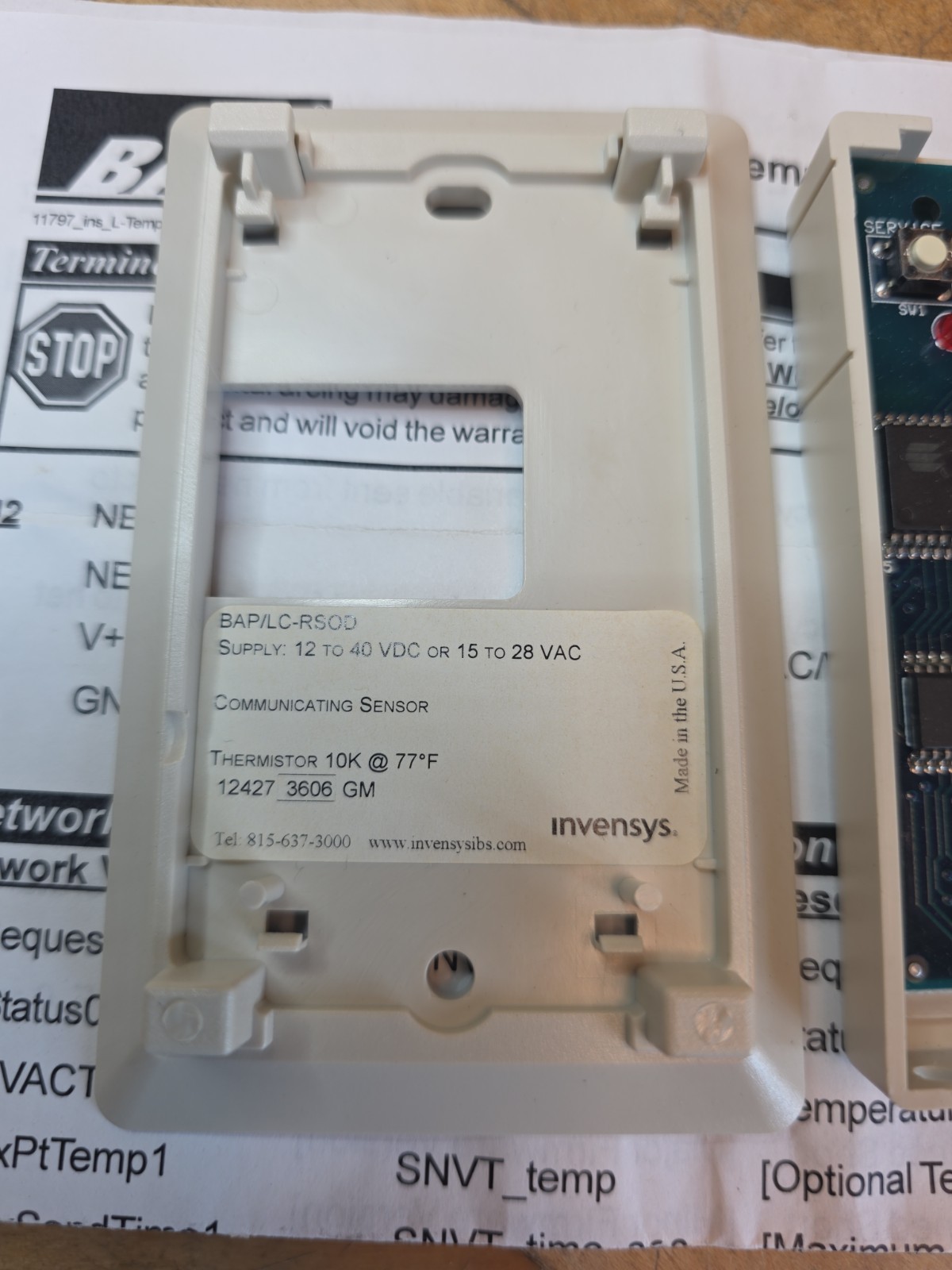 Invensys BAP/LC-RSOD, Communicating Sensor