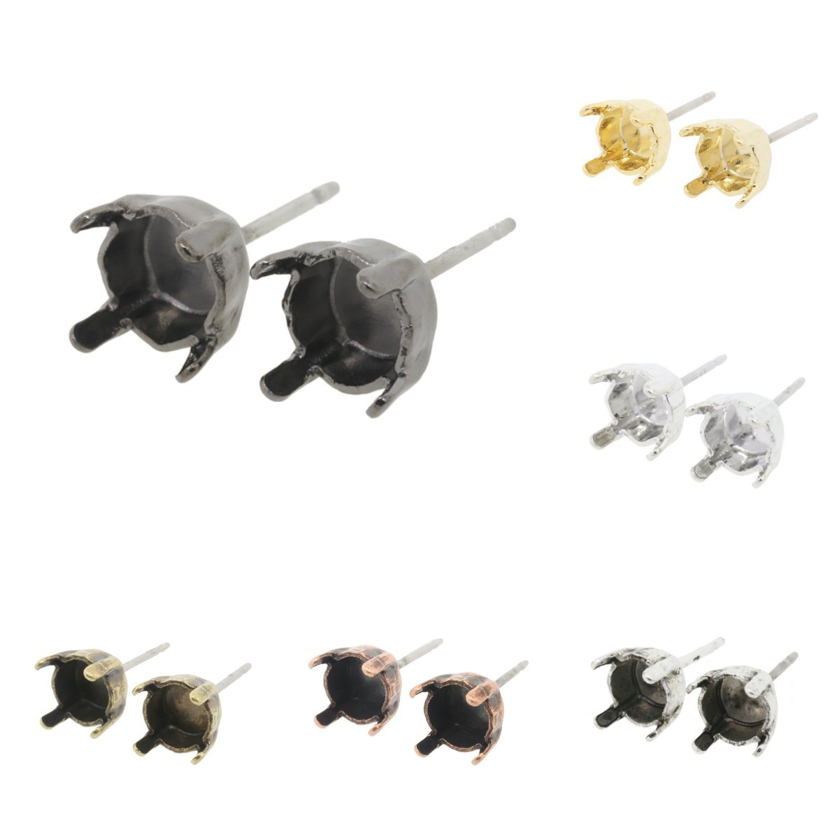 6mm | Classic Stud DIY Earring Bases | Three Pairs (EE 1)
