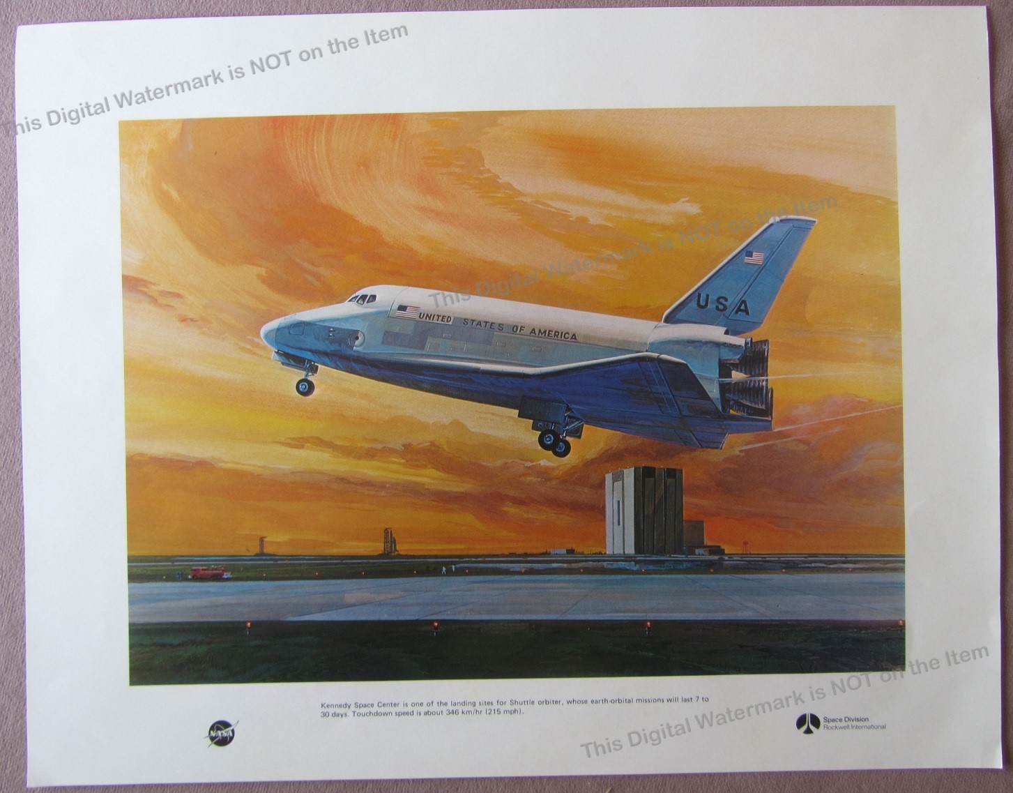 1970s NASA Rockwell Shuttle Orbiter Kennedy Space Center Landing Concept Art