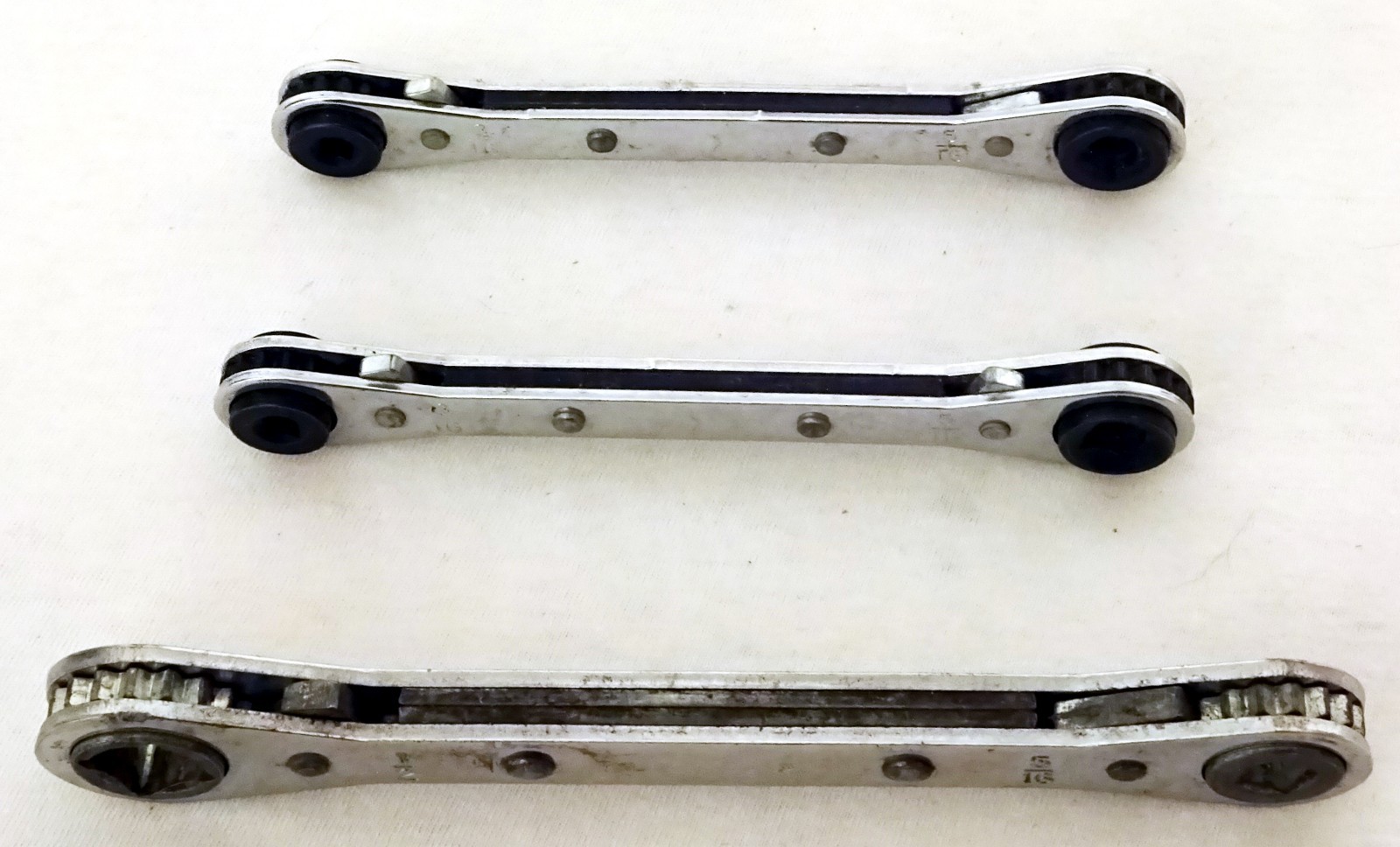 3 Square Ratchet Refrigeration Wrenches Malco, Yellow Jacket, Devco 3/16" - 1/2"