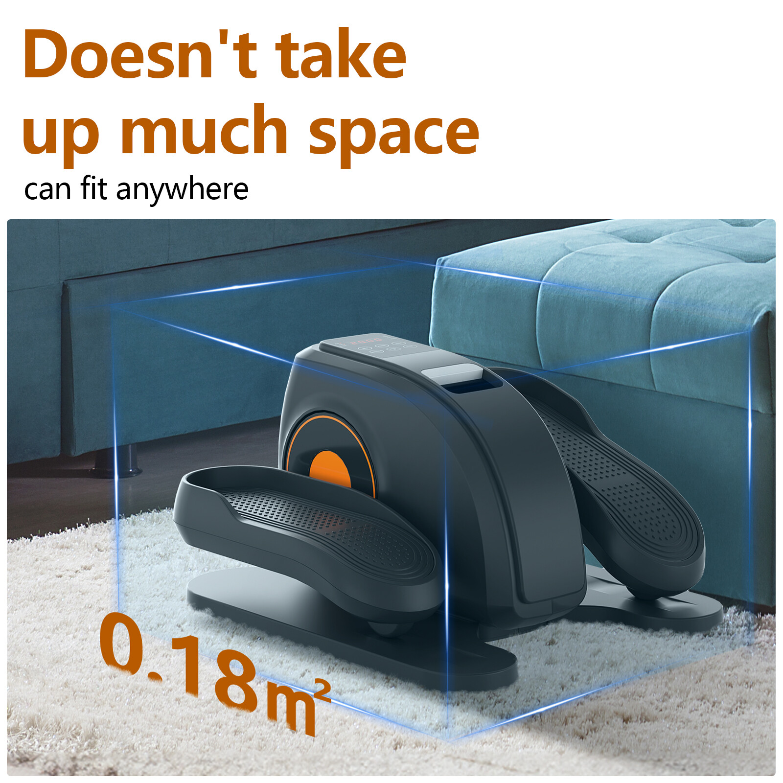 Compact Under Desk Elliptical Machine, Portable - Adjustable Speed Leg Exerciser