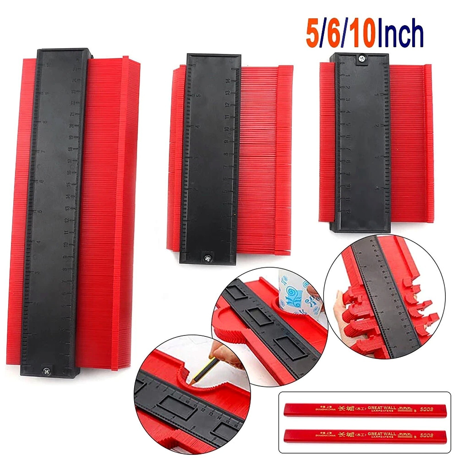 Contour Gauge Profile Tool 10 Inch Adjustable Lock Duplicator for Tiles Moldings