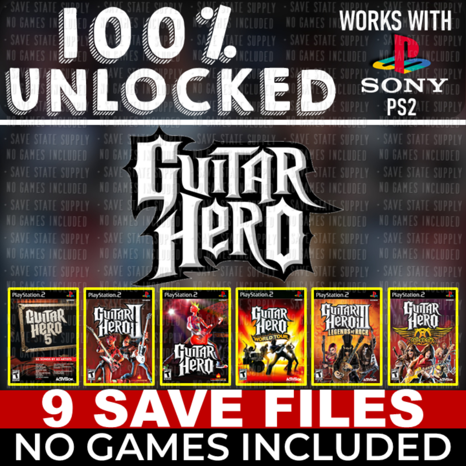 GUITAR HERO 1 2 3 | MEMORY CARD SAVES | + World Tour Aerosmith Rock the 80s PS2!