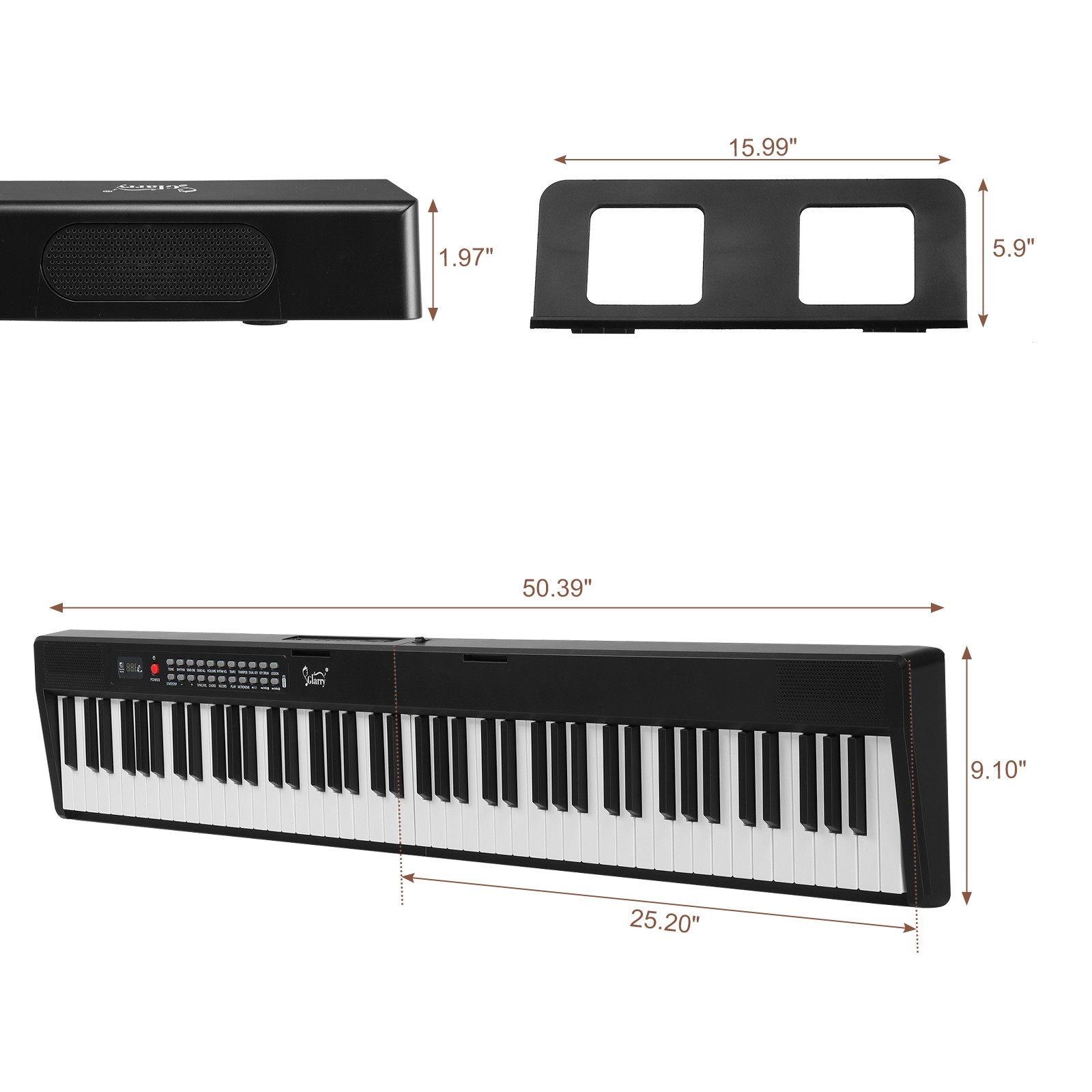Black 88 Key Folding Semi-Weighted Piano Keyboard MIDI Bluetooth